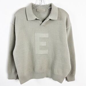 Essentials Fear Of God Knit Polo Letter Sweater Size Kids 10 Seal Neutral